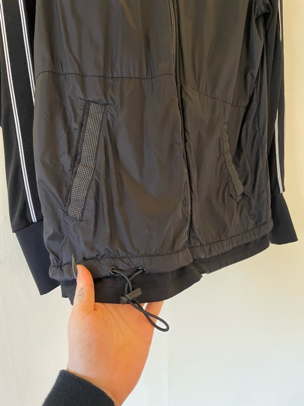Tangerine Activewear Classic Black Track Jacket White Yoga Comfort Thumbhole Y2K - Picture 8 of 15